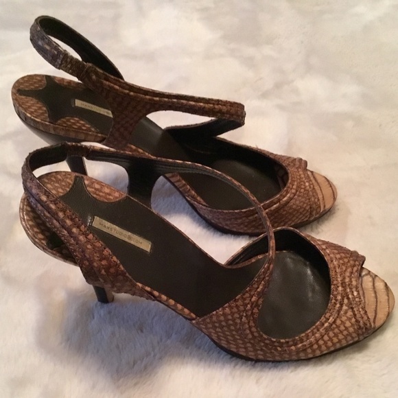 Max Studio Brown Snakeskin Slingback Heels 7.5 - Picture 7 of 9